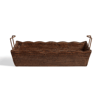 Image showing the Talasa Rectangular Rattan Basket, H19cm x W58cm x D39cm, Antique Brown product.