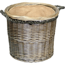 Image showing the Antique Wash Round Rope Handled Log Basket, Medium product.