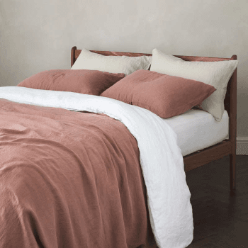 Image showing the Linen Super King Duvet Cover, Rust product.
