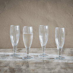 Image showing the Yala Hammered Champagne Glass set of 4 Clear, Set of 4, Clear Glass product.