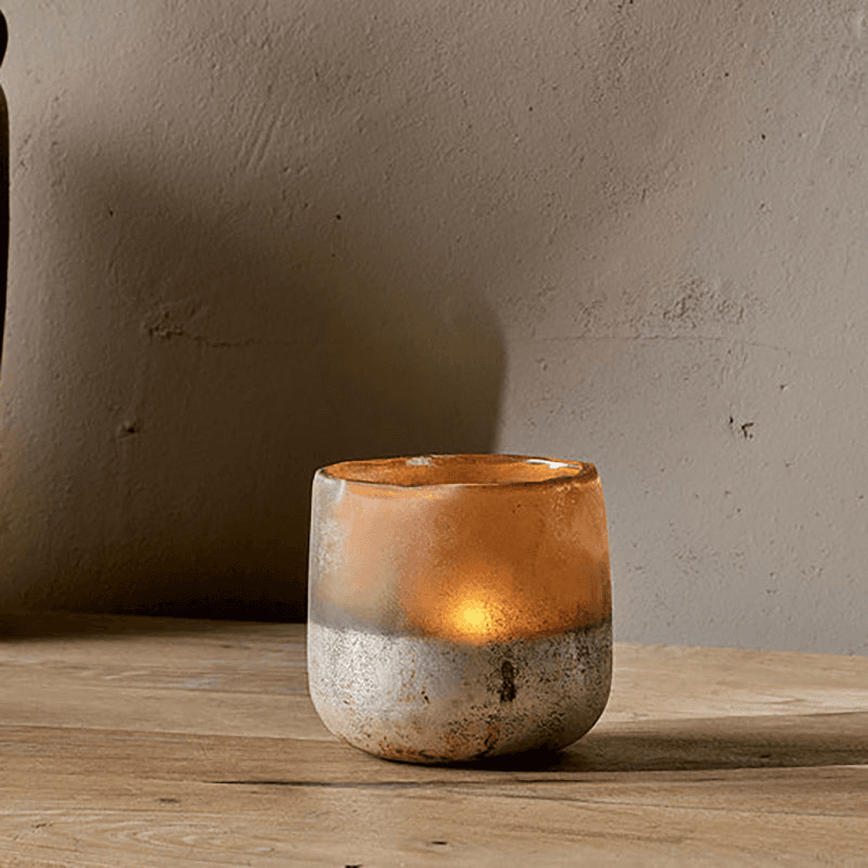 Ngolo Tealight Holder, D9cm, Amber