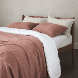 Image showing the Linen Super King Duvet Cover, Rust product.
