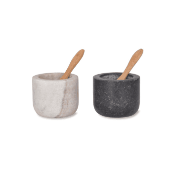 Image showing the Brompton Salt and Pepper Pots, Marble & Granite product.