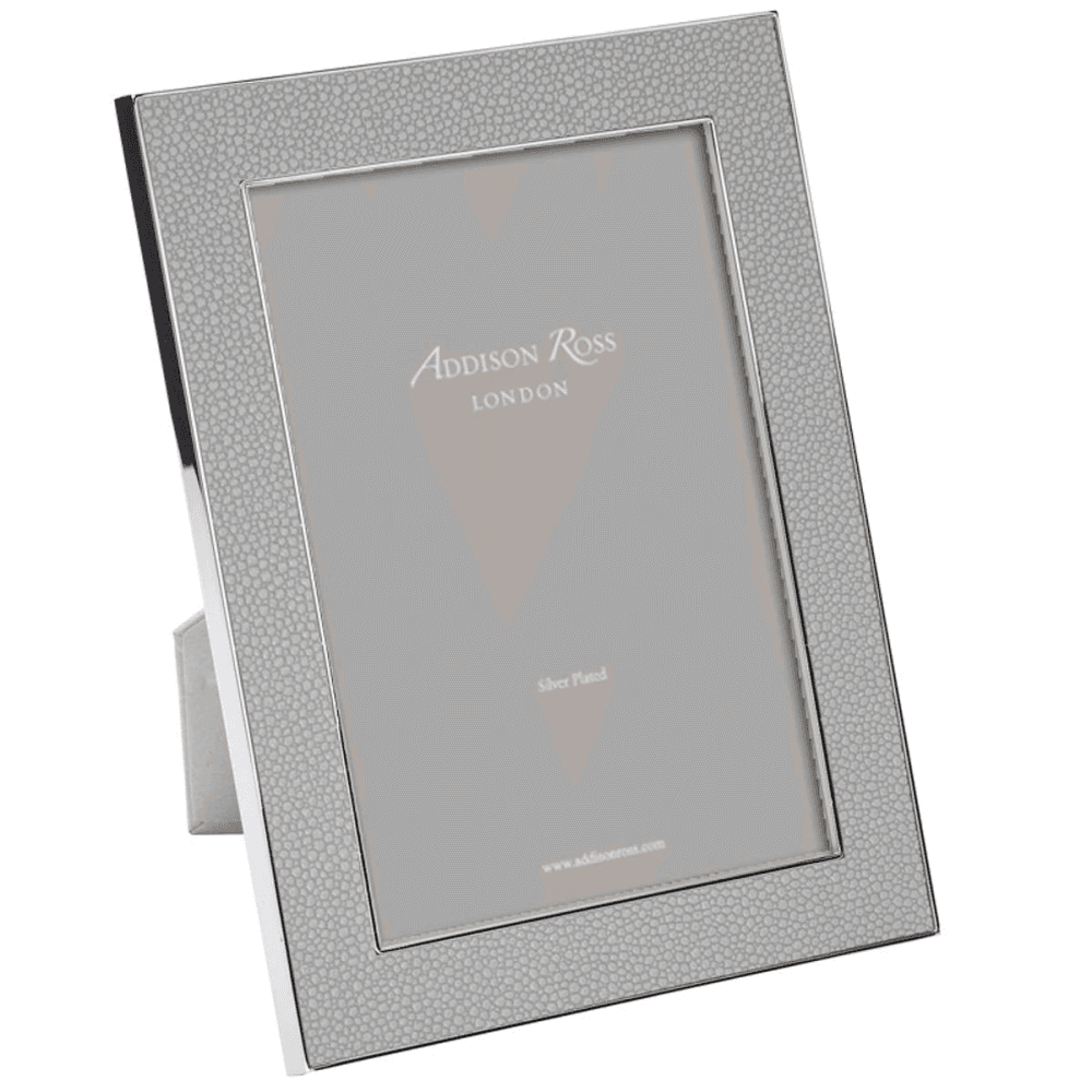 Faux Shagreen Photograph frame, 8 x 10" with 24mm border, Grey With Silver Plate