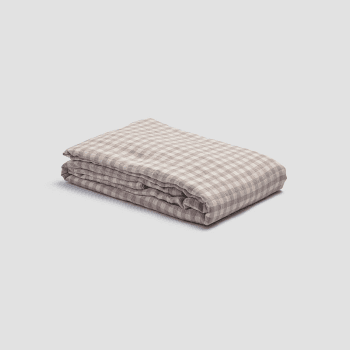 Image showing the Gingham Linen Duvet Cover, King, Mushroom product.