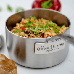 Image showing the Classic Triply Saucepan with Lid, 20cm, Stainless Steel product.