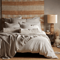 Image showing the Sid Stripe Linen Fitted Sheet, Super King, Natural Stripe product.