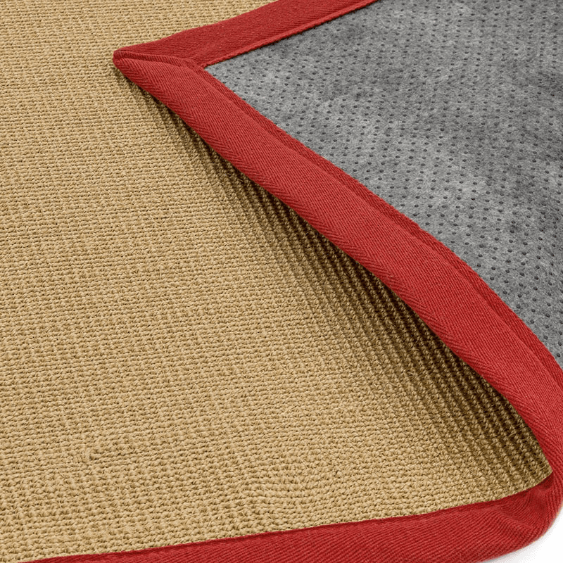 Sisal linen border runner, 160 x 230cm, red