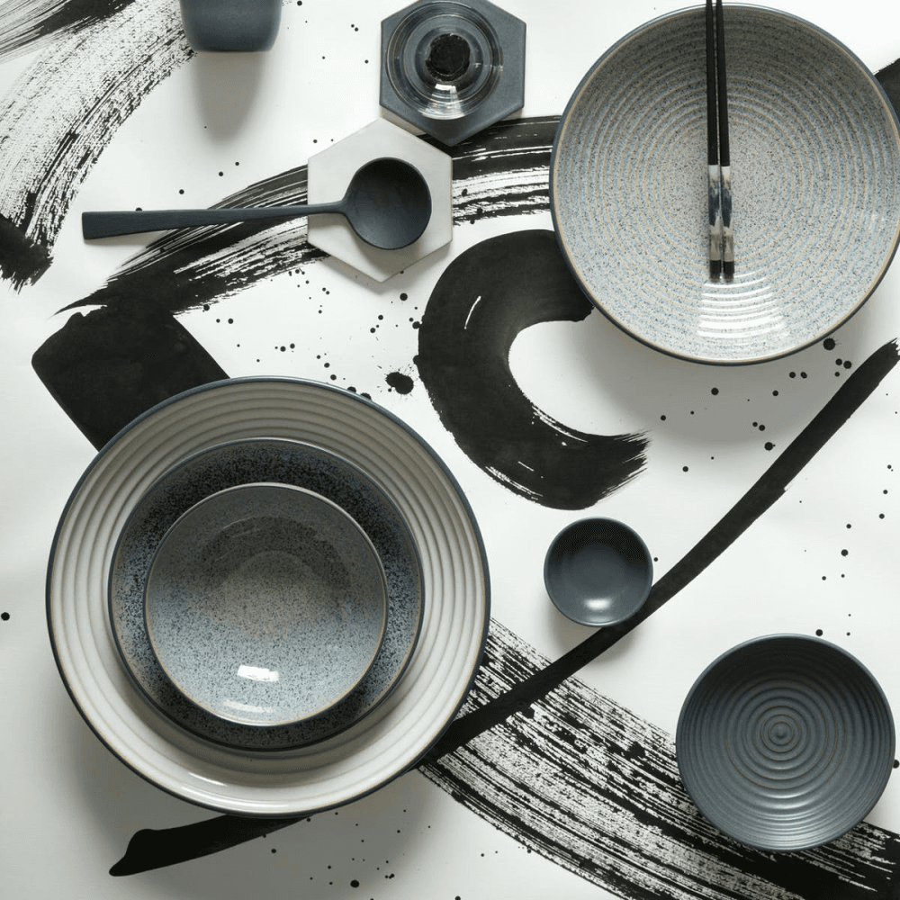 Studio Grey Large noodle bowl, 17.5 x 8.5cm, Grey/White