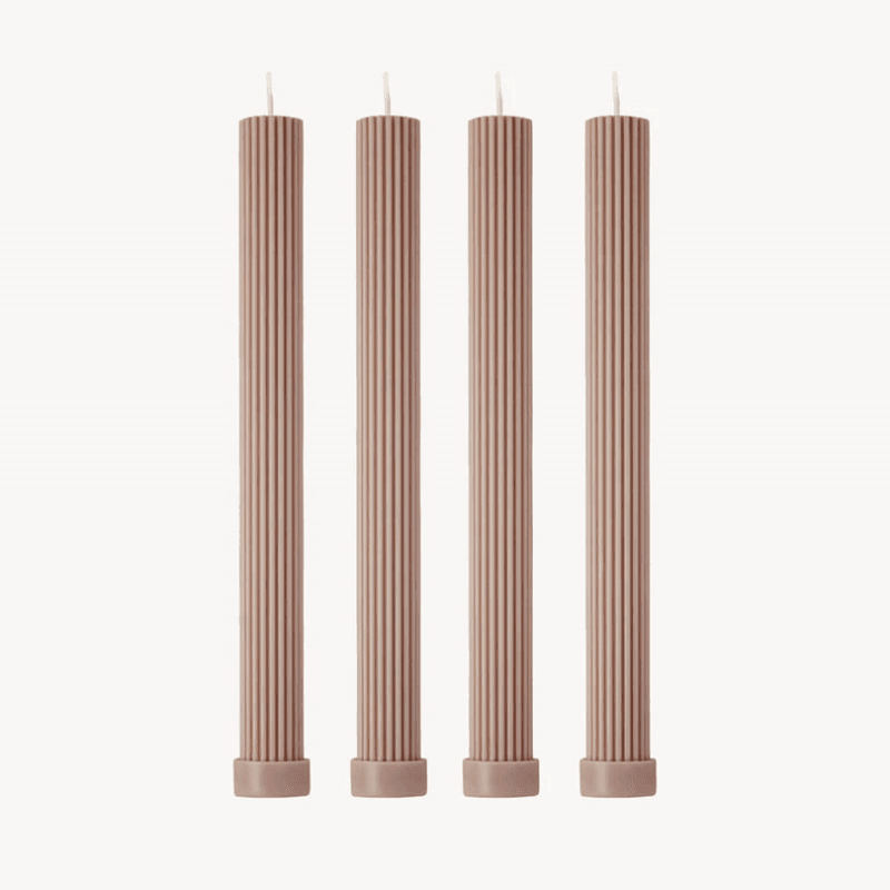 Roma Set of 4 Dinner Candles, H27cm, Mauve