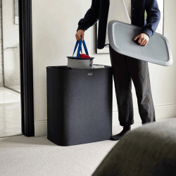 Image showing the Tota Trio Laundry Basket, 90L, Black product.