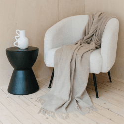 Image showing the Lambswool Lambswool Blanket, 150 x 200cm, Oatmeal Melange product.