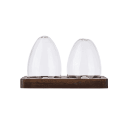 Image showing the Salt & pepper set, L14 x W7 x H8.5cm, Acacia Wood / Glass product.