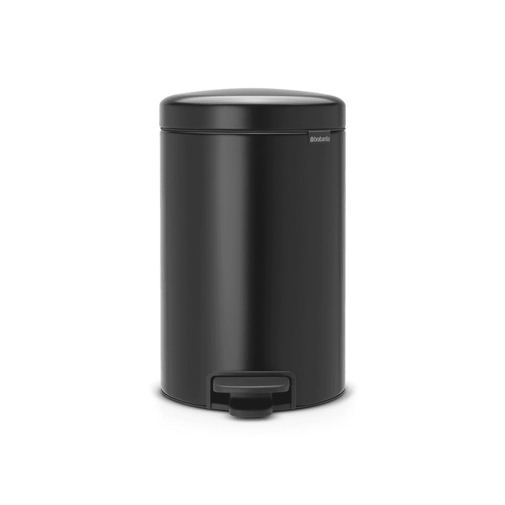 New Icon Plastic bucket pedal bin, 12 litre, Matt Black