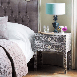 Image showing the Maxi Mother Of Pearl Side table, H58 x W50 x D35cm, grey product.