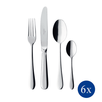 Image showing the Oscar 24 piece cutlery canteen in picture box, 44 x 28 x 5cm, Stainless Steel product.