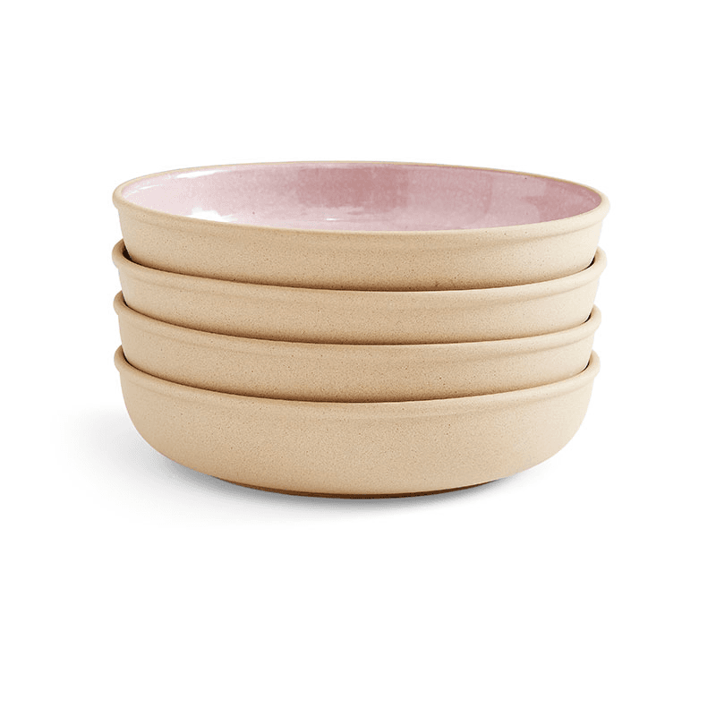 Minerals Set of 4 Low Bowls, D22cm, Rose Quartz