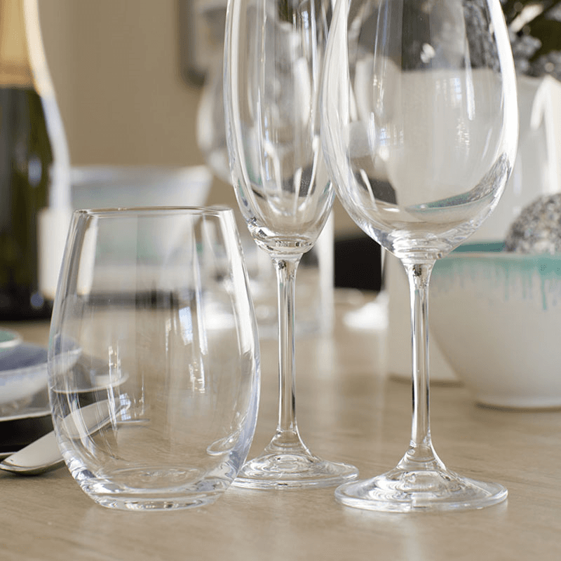 Julie Set of 4 Stemless Wine Glasses, 584ml, Clear