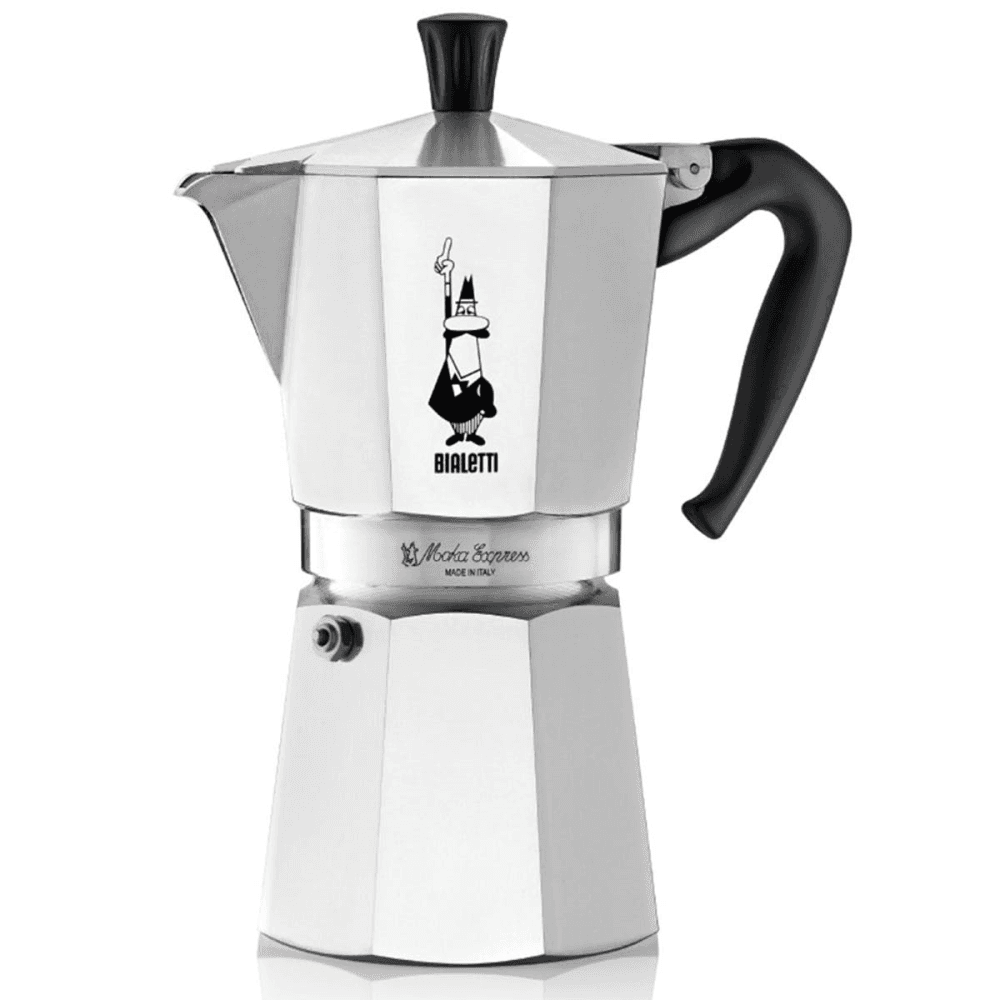 Moka Express Aluminium stovetop coffee maker, 12 cup, Silver