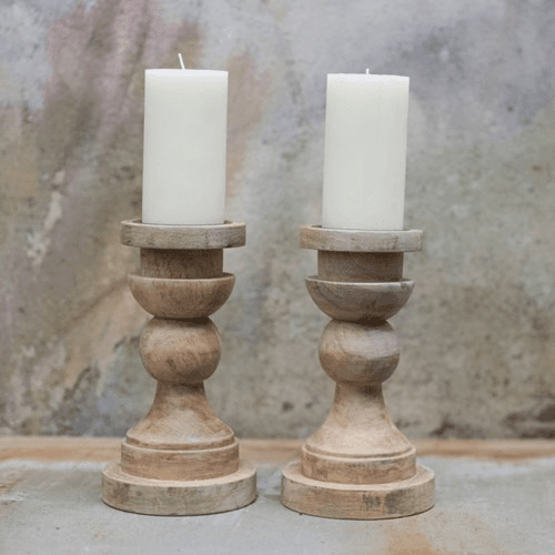 Kibibi Candlestick H23cm, Mango Wood