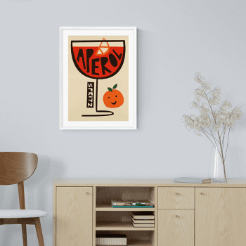 Image showing the Fox and Velvet Aperol Spritz Art Print, H44 x W32cm, Multi product.