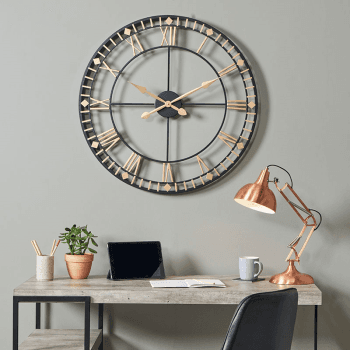 Image showing the Metal Skeleton Clock, D80 cm, Antique Bronze & Gold product.