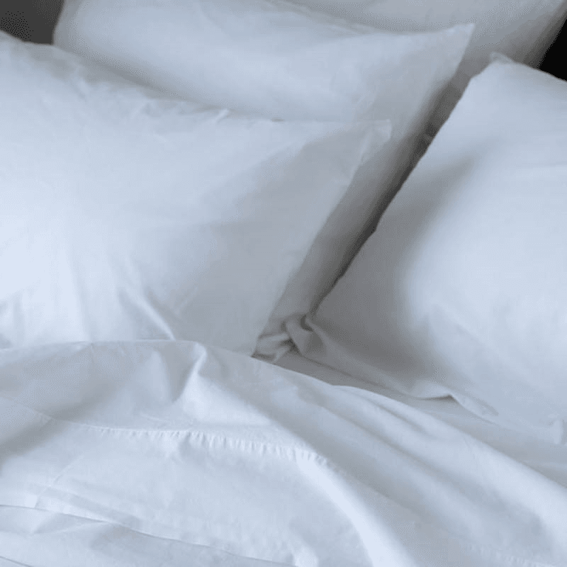 Washed Cotton Percale Pair of Super King Pillowcases, White