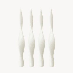 Image showing the Ribbon Set of 4 Dinner Candles, H30cm, White product.