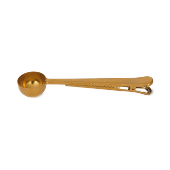 Image showing the Brompton Coffee Scoop with Clip, Brass Finish product.