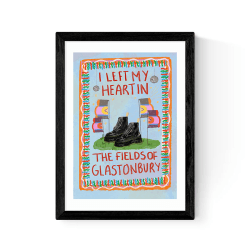 Image showing the Illustrated By Weezy I Left My Heart In The Fields Of Glasto Print, A3, Black Frame product.