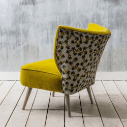 Image showing the Alpana Printed Yellow Velvet Cocktail Chair product.