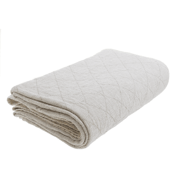 Image showing the Stripe Cotton Quilted Throw, 230 x 260cm, Black and Natural product.