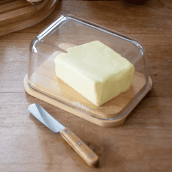 Image showing the Glass Butterdish Set, Bamboo product.