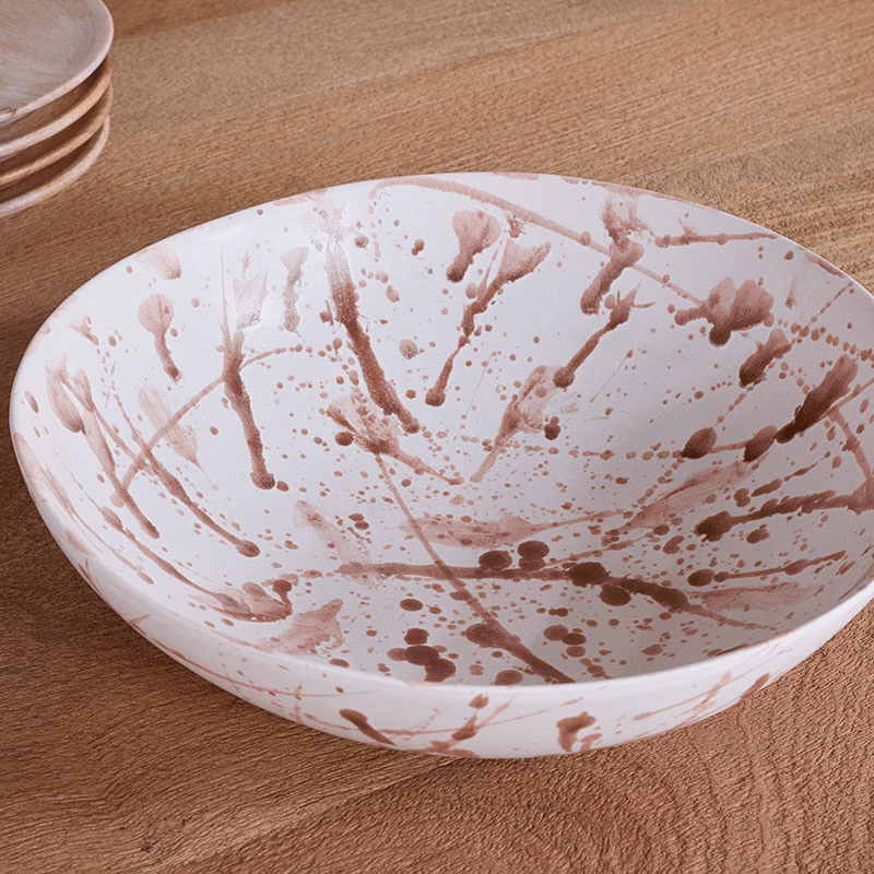 Canela Splatter Serving Bowl, D30cm, Dusty Terracotta