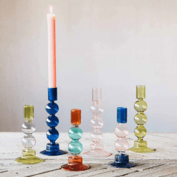 Image showing the Bubble Candleholder, H20cm, Blue product.