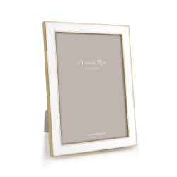 Image showing the Enamel Range Photograph frame, 7 x 5" with 15mm border, White With Gold Plate product.