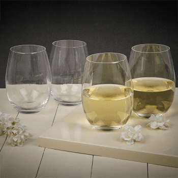 Image showing the Julie Set of 4 Stemless Wine Glasses, 584ml, Clear product.