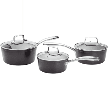 Image showing the Rocktanium Non-Stick 3 piece saucepan set, Aluminium product.