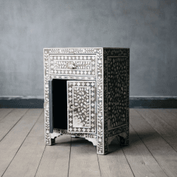 Image showing the Classic Inlay Side table, H60 x W43 x D30, Grey Mother Of Pearl product.