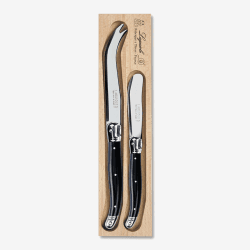 Image showing the Set of 2 Cheese Knives in a Tray, Black product.